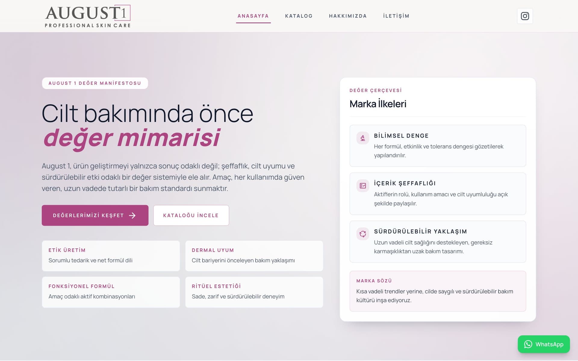 August1 Skincare — Web & Özel Yazılım kapsamında üretilen görsel 1